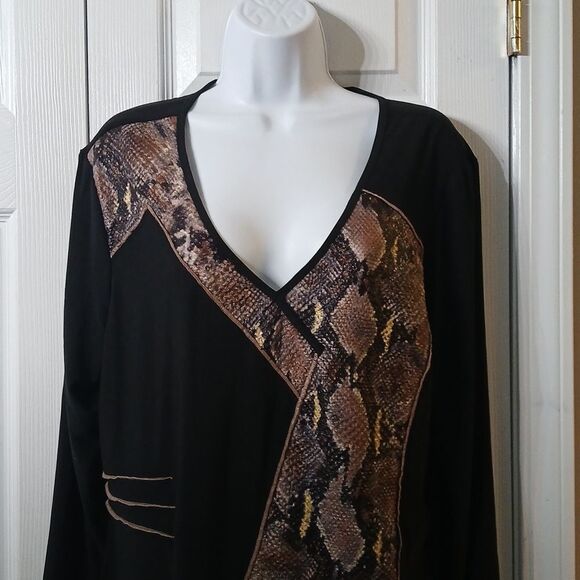 Frank Lyman Design snakeskin print long sleeve tunic Sz 20 NWOT - Picture 3 of 7